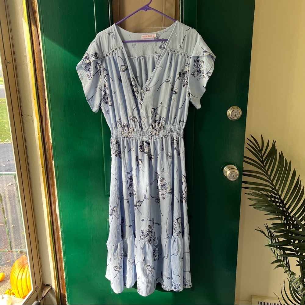 Ana&Rose blue Embroidered dress size 1x